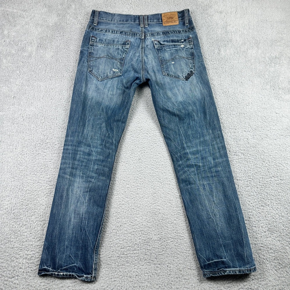 Aeropostale Essex Straight Leg Jeans Mens 30x30 Blue Distressed Ripped Y2K - Picture 2 of 11